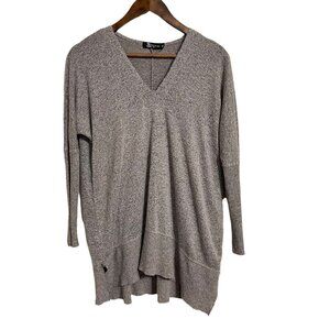 MissChievous Women's Taupe Gray Dolman Sleeve Vneck Oversized Tunic Blouse XS